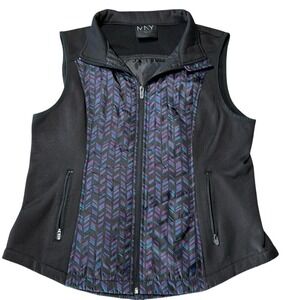 Marc New York Performance Womens Black Fleece‎ Quilted Chevron Vest Large L/G/G